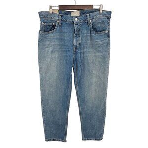 Everlane Summer Slouch Jean Womens Sz 32 Mid Rise Straight Button Fly Blue NEW